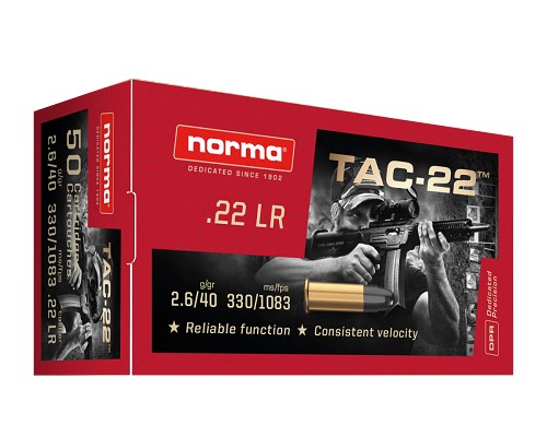 Norma TAC-22 22LR 40gr Lead Round Nose 2425092 500 Rounds 